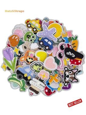 67 Iron-On Patches Mini Flower Car Animal Embroidered Applique for DIY Crafts